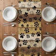thumbnail image 6 of Cute Dog Claws Table Runner - 60 Inch Long, Kitchen Dining Table Runner Dresser Scarves, Farmhouse Brown Wooden Grain Puppy Pawprints Farmhouse Decor for Coffee Tables Wedding Party Banquet, 6 of 8