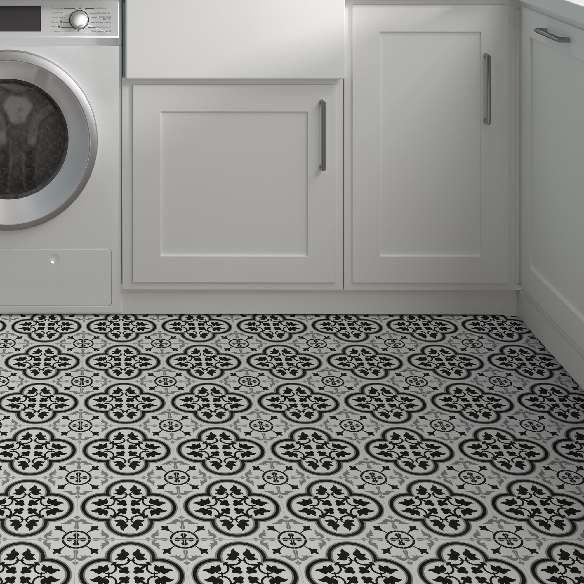 Sunwings Patterned Peel and Stick backsplash Wall and Floor Tile 9x9 Self Adhesive Vinyl Flooring, 16 Tiles/9.12 Sq. ft.