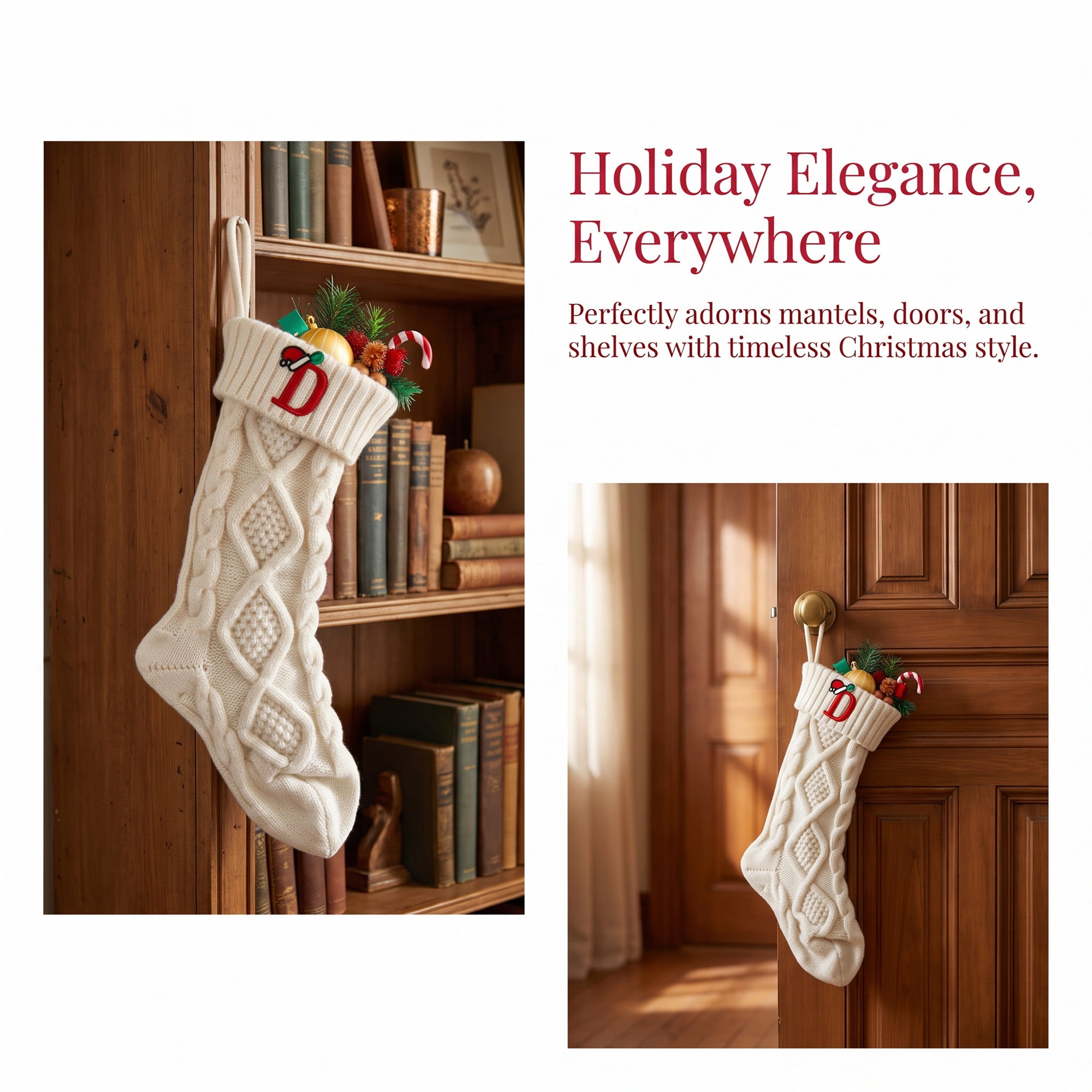 Unique Bargains Canine Bone Christmas Stocking Luxury Puppy Holiday Keepsake Sack Letter D 17"
