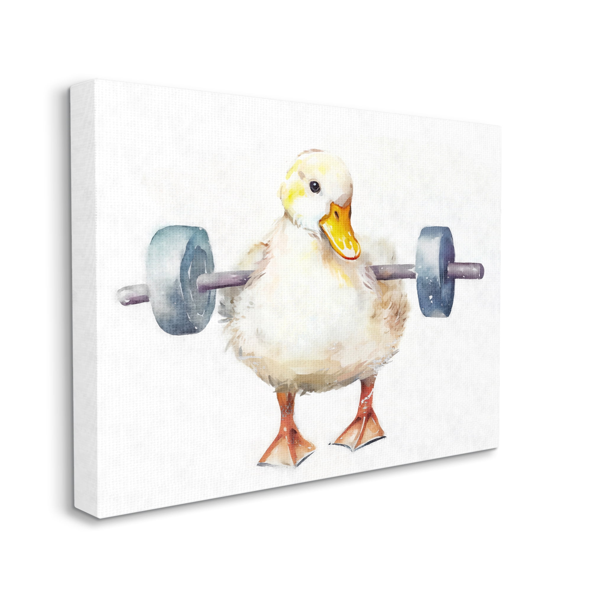 Stupell Industries Duck Lifting Weights Animals & Insects Painting Gallery Wrapped Canvas Art Print Wall Art, 20 x 16