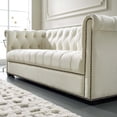 thumbnail image 7 of Modern Contemporary Urban Design Living Room Lounge Club Lobby Sofa, Velvet Fabric, Ivory White, 7 of 7