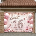 thumbnail image 3 of Pink Theme Sweet 16 Banner Gold Glitter Display Floral Design Balloon Decor Sweet Sixteen Backdrop for Sweet 16 Party Teen Birthday Celebration Girls' Birthday, 3 of 9