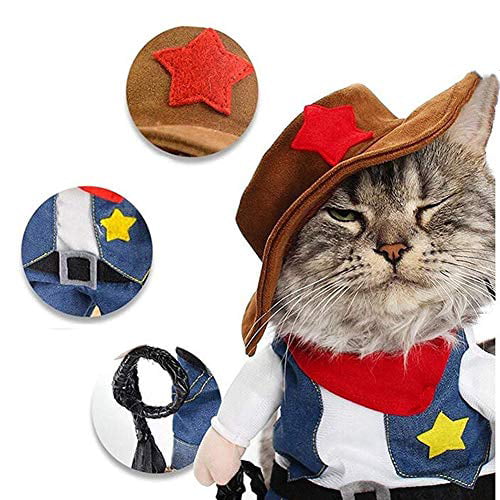 NACOCO Cowboy Dog Costume with Hat Dog Clothes Halloween Costumes for Cat and Small Dog 