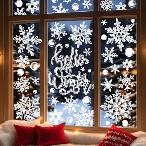 Extra Large Snowflakes Window Clings,Christmas Winter Giant White Snowflakes Decals Stickers for Christmas Glass Home Decor and Xmas Winter Window Decoration$$Home Decor, Kitchen, & Other