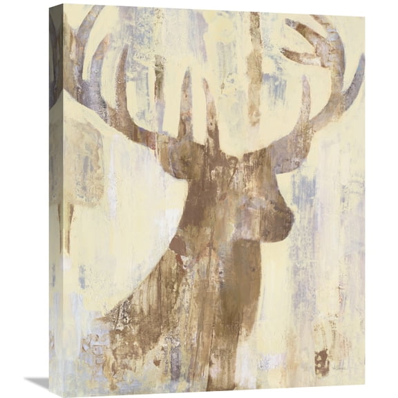 Global Gallery Albena Hristova 'Golden Antlers I Neutral Grey' Canvas Wall Art