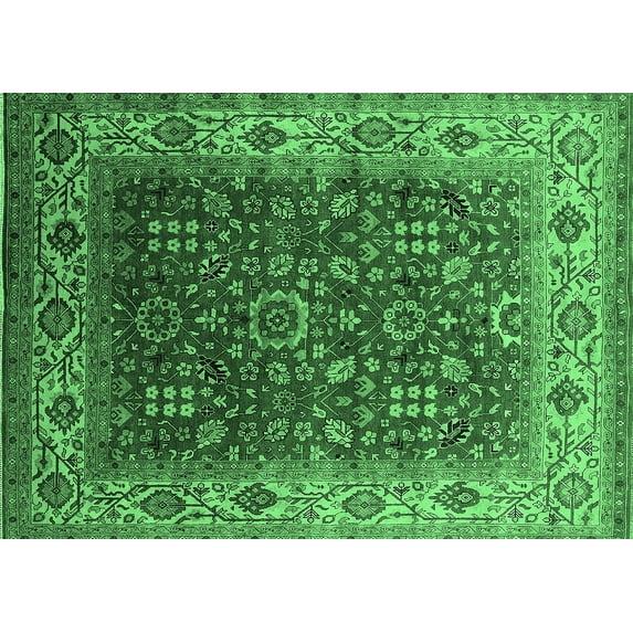 Ahgly Company Indoor Rectangle Oriental Emerald Green Traditional Area Rugs, 8' x 10'