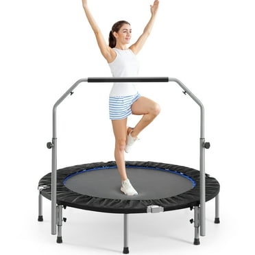 Jujwooo 48" Foldable Mini Trampoline for Adults, Trampoline for Adults with Adjustable Bar