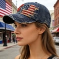 thumbnail image 4 of USA 250th Anniversary Hat 1776-2026 - Embroidered Distressed Denim Cap - Vintage Ripped Flag Patriotic American Gift, 4 of 6
