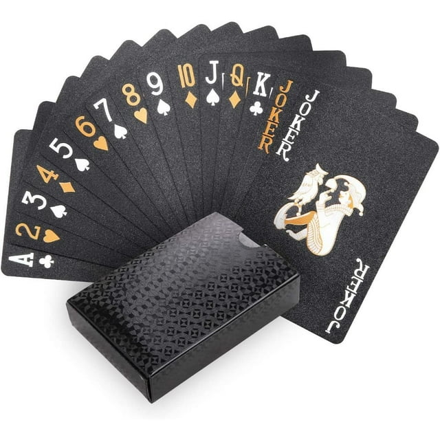 DEBGFS Deck of Cards Waterproof Black Playing Cards Poker Cards Plastic Playing Cards Gilding Black Playing Cards Black Gilding Waterproof Playing Cards