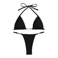 thumbnail image 1 of WEAIXIMIUNG High Neck Swimsuit Women's Solid Multicolor Two Piece Swimsuit Tobikini with Removable Pads No Underwire L, 1 of 4