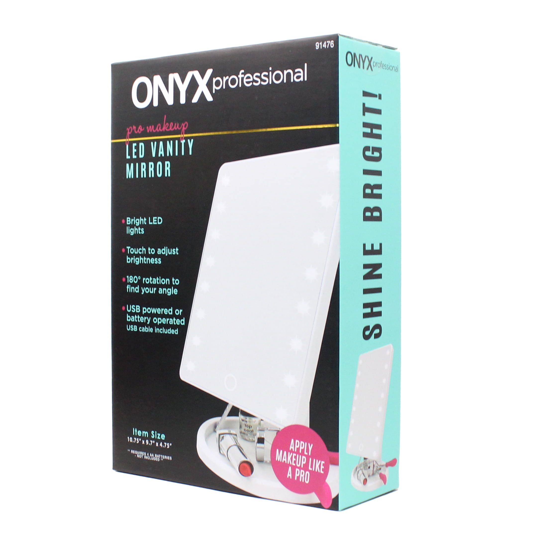 Onyx Professional Espejo de maquillaje con luz LED 2 en 1 con espejo de  mano magnético, espejo circular giratorio regulable, espejo de escritorio