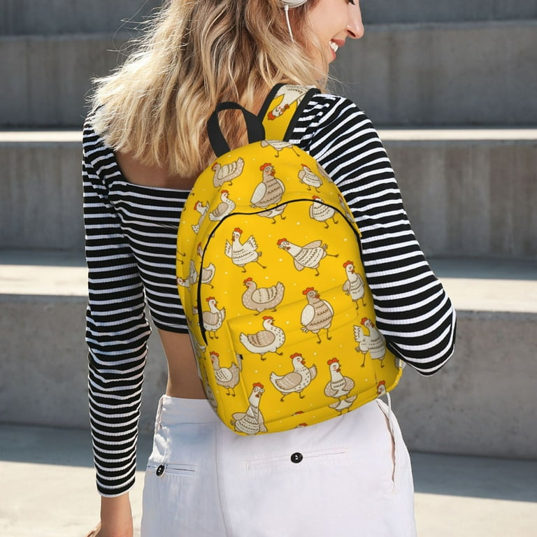 Funny Cute Chicken Yellow Canvas Backpack Backpack for School Bookbag School Backpacks for College Student Boys Girls Travel Work Laptop Backpack Carry On Backpack for Women Men Walmart