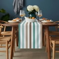 thumbnail image 2 of Brown Stripe Table Runner - 72 Inch Long, Kitchen Dining Table Runner Dresser Scarves, Ombre Geometric Teal Green Vertical Striped Farmhouse Decor for Coffee Tables Wedding Party Banquet, 2 of 8