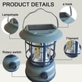 thumbnail image 3 of Solar LED Camping Lantern, Bright Portable Survival Lanterns,Multifunctional retro camp lamp - Large, 3 of 5