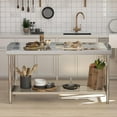 thumbnail image 4 of BeesClover Stainless Steel Table with Backsplash, Heavy-Duty Table for Kitchen, Stainless Steel Food Prep Table with Adjustable Undershelf, Commercial Work Table for Restaurant and Home, 4 of 7