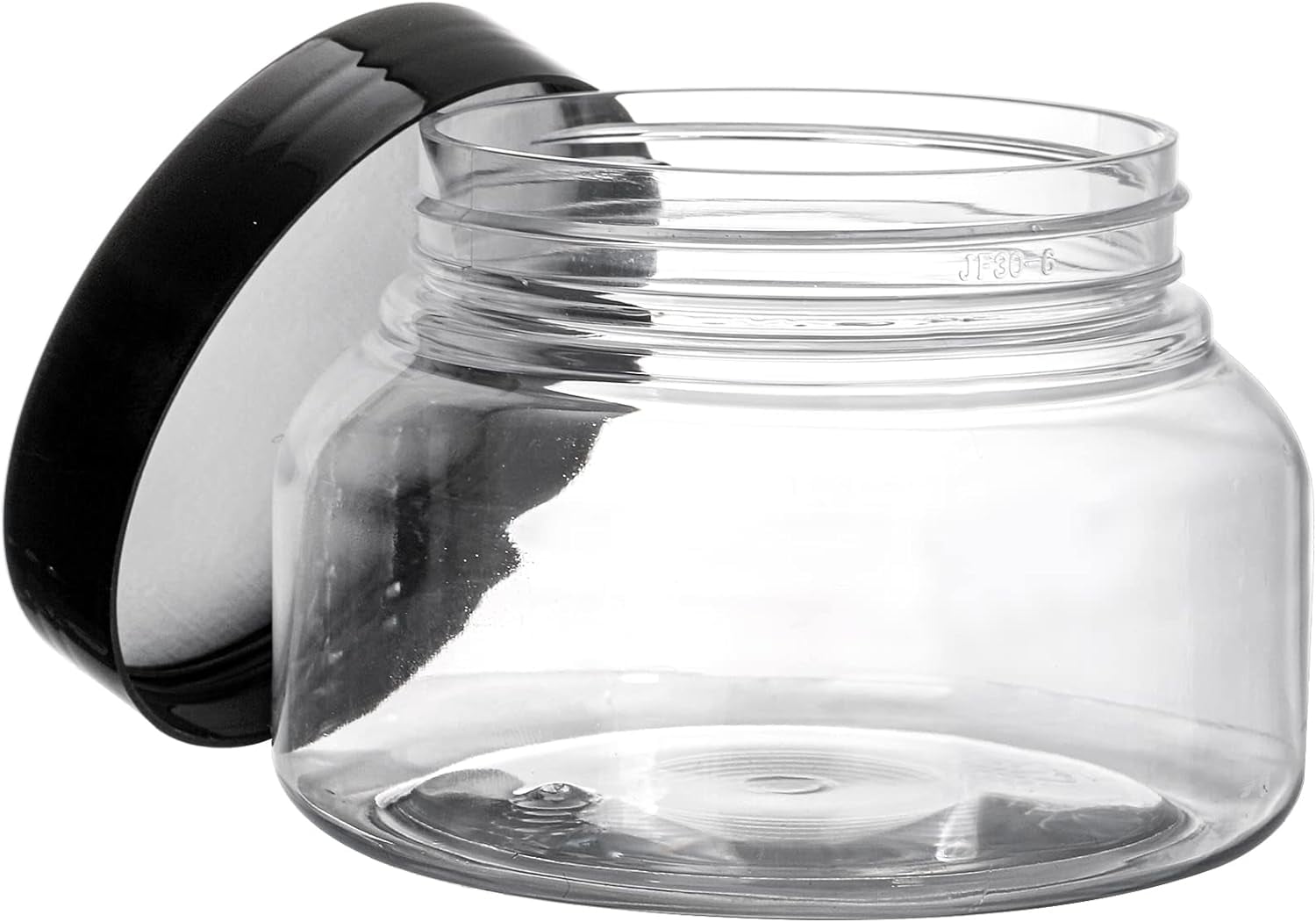 IEMIEBSHA 16 Pack 8 Oz Plastic Jars with Lids, Clear Body Scrub Jars Empty Refillable Containers Round Low Profile Samples Jars for Makeup, Body Butter, Creams, Slime, Travel Storage