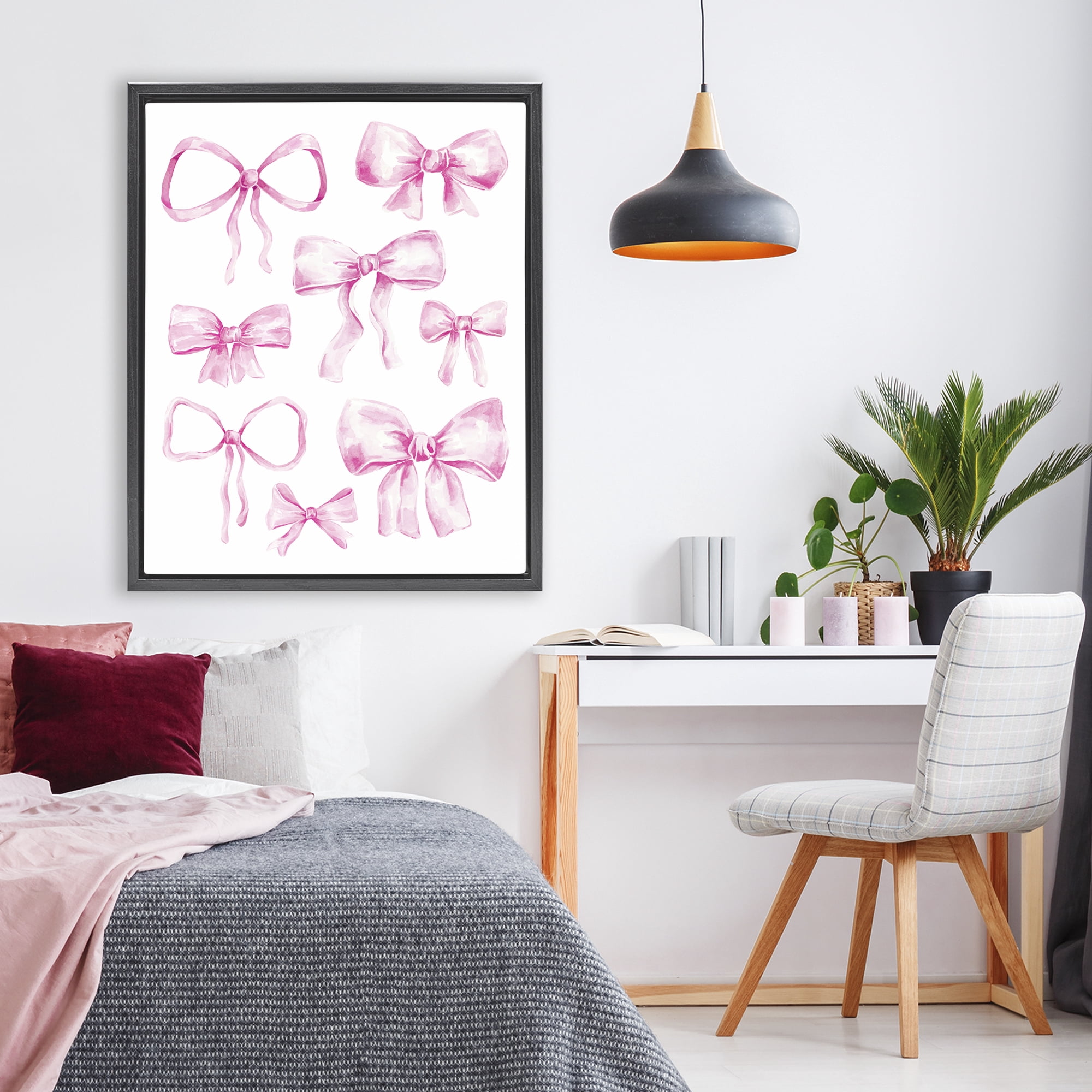 Stupell Industries Coquette Bow Collection Black Framed Floater Canvas Wall Art, design by Bethany Sandoval