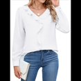 thumbnail image 3 of Blusa Informal Elegante para Mujer, de Larga, con Cuello en V y Volantes, para el Trabajo, 2025 XXL, 3 of 10