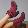 thumbnail image 6 of Miluxas Ankle Boots for Women Women's Chelsea Pump Ankle Boots Closed Toe Stacked Heel Booties Shoe Wine 9(42), 6 of 7
