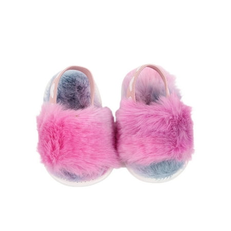 

Wassery Baby Girls Plush Sandals Soft Sole Princess Flat Shoes for Walking 0-18Months