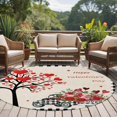 thumbnail image 5 of Valentine's Day Washable Round Area Rug 8 ft, Love Tree Roses Truck Black Plaid, Soft Non Slip Rugs Stain Repellent Indoor Felt Carpet for Living Dining Room Bedroom Home Office, 5 of 9