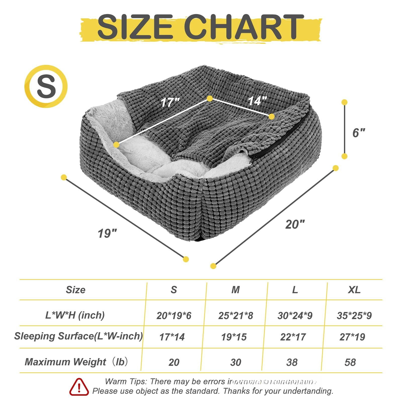 Dog Beds For Small Dogs With Cover Cave  Cat Indoor Cats Rectangle Hooded Puppy Bed Blanket Cozy Anti-slip Bottom And Machine Washable (20" Grey)