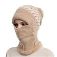 thumbnail image 3 of Aoochasliy Winter Scarfs Christmas Clearance Woman's Warm Neck Guard Head Guard Knitted Hat Scarf Mask In One Hairball Woolen Cap, 3 of 9