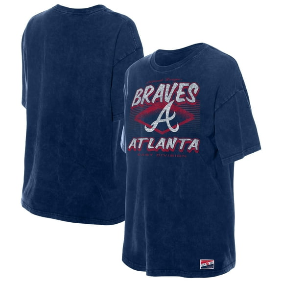 Women's New Era Navy Atlanta Braves Mineral Wash Oversized T-Shirt