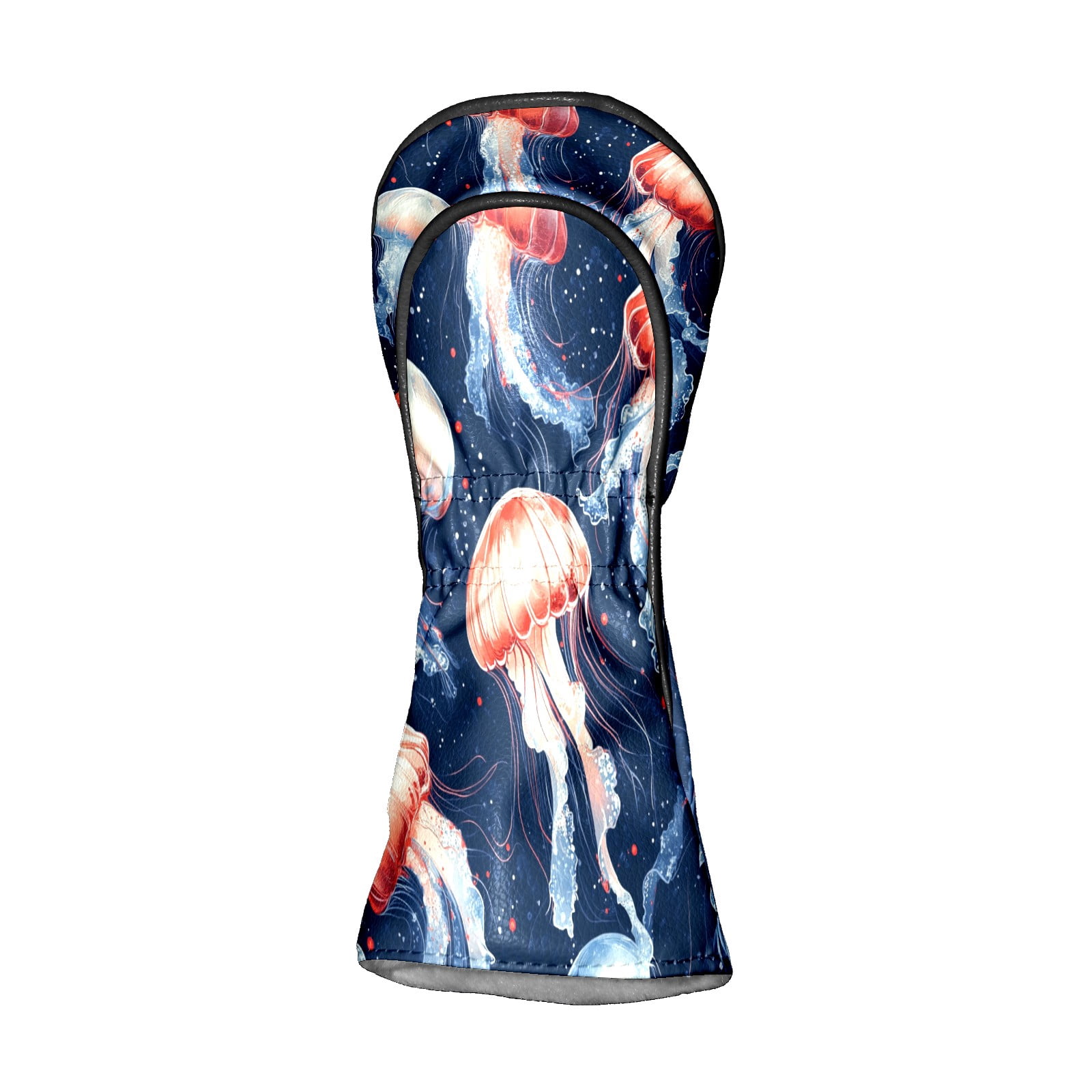 Golf Club Covers PU Leather Waterproof Head Covers for Fairway Woods Hybrids Red Jellyfish