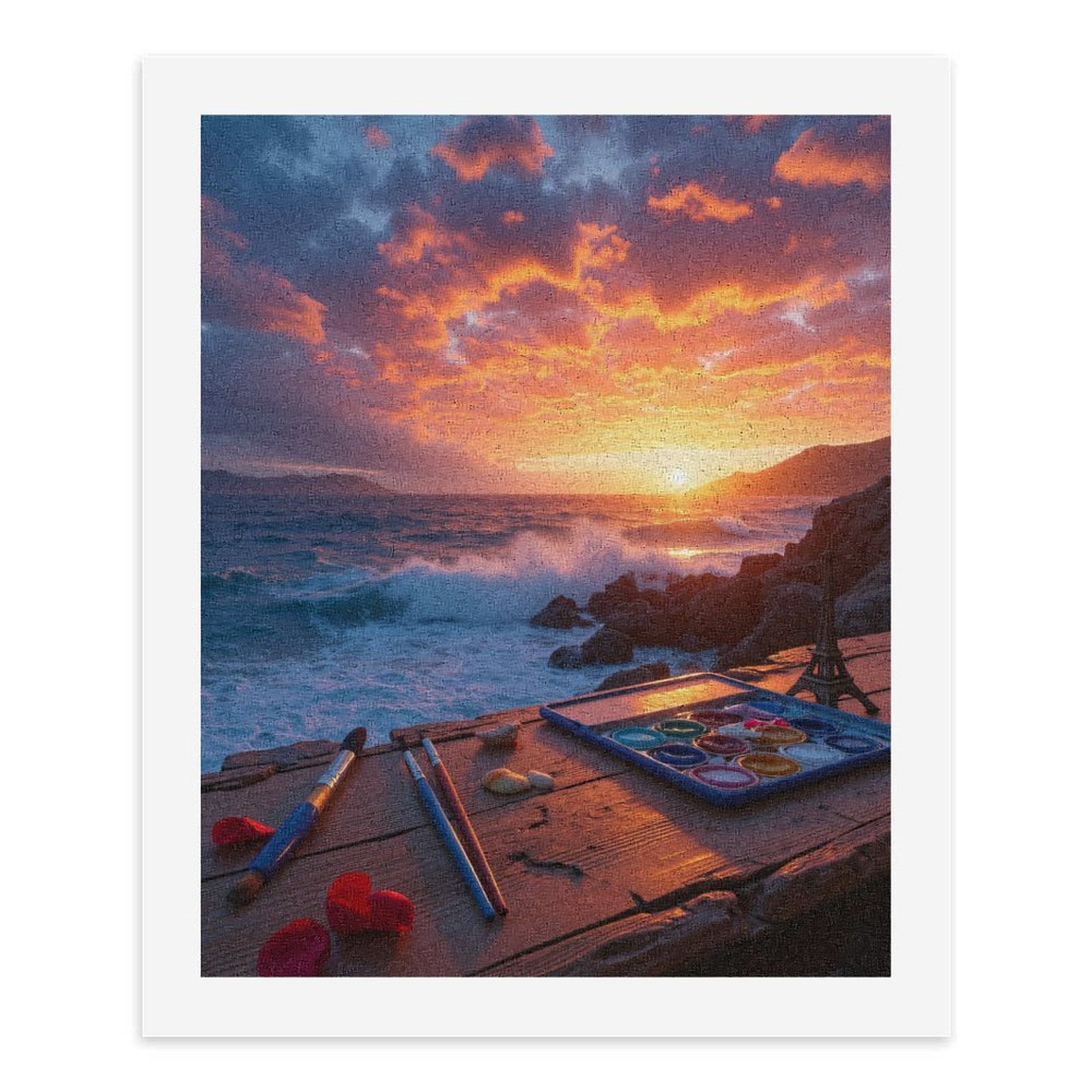 Paint By Numbers Kit for Adults Beginner - Sunset Ocean Art Supplies Beach DIY Canvas Painting Kits for Adults, Frameless Paint By Number for Adults for Home Wall Decor 16x20 Inch