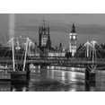 thumbnail image 2 of Frank, Assaf 32x25 Black Ornate Wood Framed with Double Matting Museum Art Print Titled - Evening view of Golden Jubilee over River Thames with Westminster Abby, 2 of 4