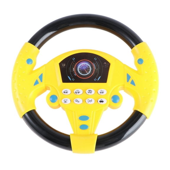 ACDANC Simulation Driving Steering Wheel Toy Children Early Education Plaything for Kids Boys Girls (Black Yellow PVC Style No Battery)