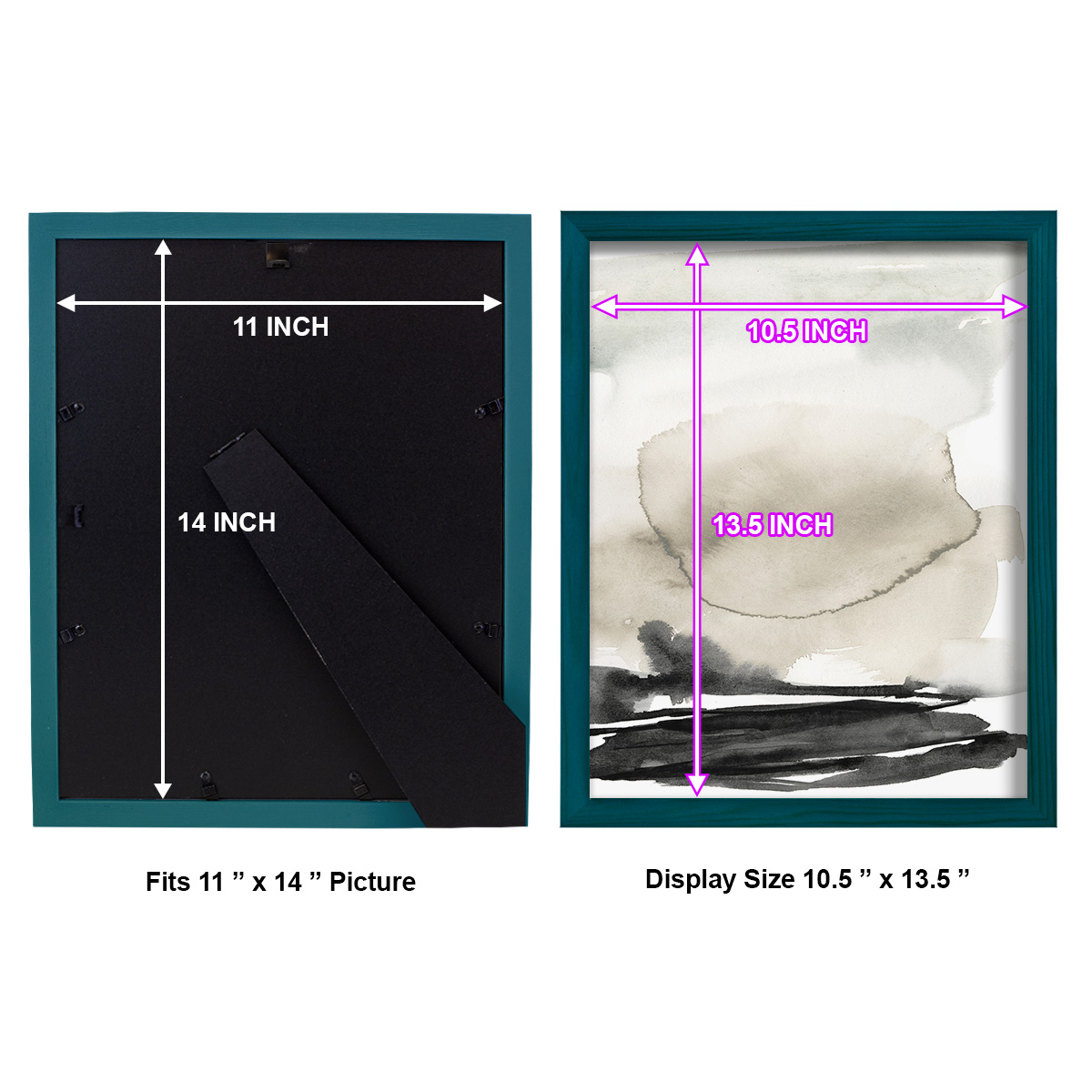 Ebony Horizon Triptych II - Framed Print w/glass - Ocean Blue