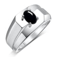 thumbnail image 4 of RYLOS Men's Rings 14K White Gold Ring Classic Solitaire 7X5MM Oval Shape Gemstone Designer Band Cabochon Onyx October Birthstone Rings For Men Size 8, 4 of 5