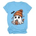 thumbnail image 5 of Linfrsh T-Shirts for Women Halloween Shirt For Women Fashion Print T Shirt Short Sleeve Women Short Sleeve Round Neck Tee T Shirt Printing Loose Top, 5 of 6