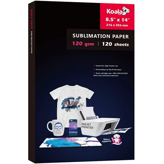 Koala Sublimation Paper 120 Sheets No Pizza Wheel for Personalize Your Gift 120gsm 8.5x14inch