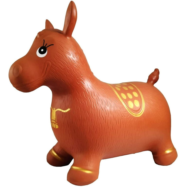 Bouncy Horse Inflatable Space Hopper Ride on Animal Toy for Kids Stable and Safe Includes Hand Pump Age 3
