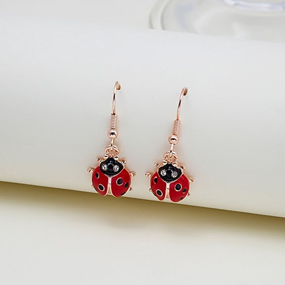 ETHZZLE 1Pair Statement Ladybug Earrings Womens Lightweight Hook Earrings for Attractive Daily Look