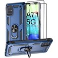 thumbnail image 1 of FYBTO Case for Samsung Galaxy A71 5G Case with 2 Tempered Glass Screen Protector, Military Grade Drop Tested Cover Grip Ring Kickstand Protective Phone Cases for Samsung Galaxy A71 5G A716U, Blue, 1 of 5