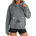 thumbnail image 4 of Yteetum Hoodies for Women Oversized Drawstring Front Carry Pet Pouch Pullover Hooded Sweatshirts Womens Pet Graphic Print Loose Pet Big Pockets Long Sleeve Hooded Sweatshirt Fall Clothes Clothes, 4 of 7