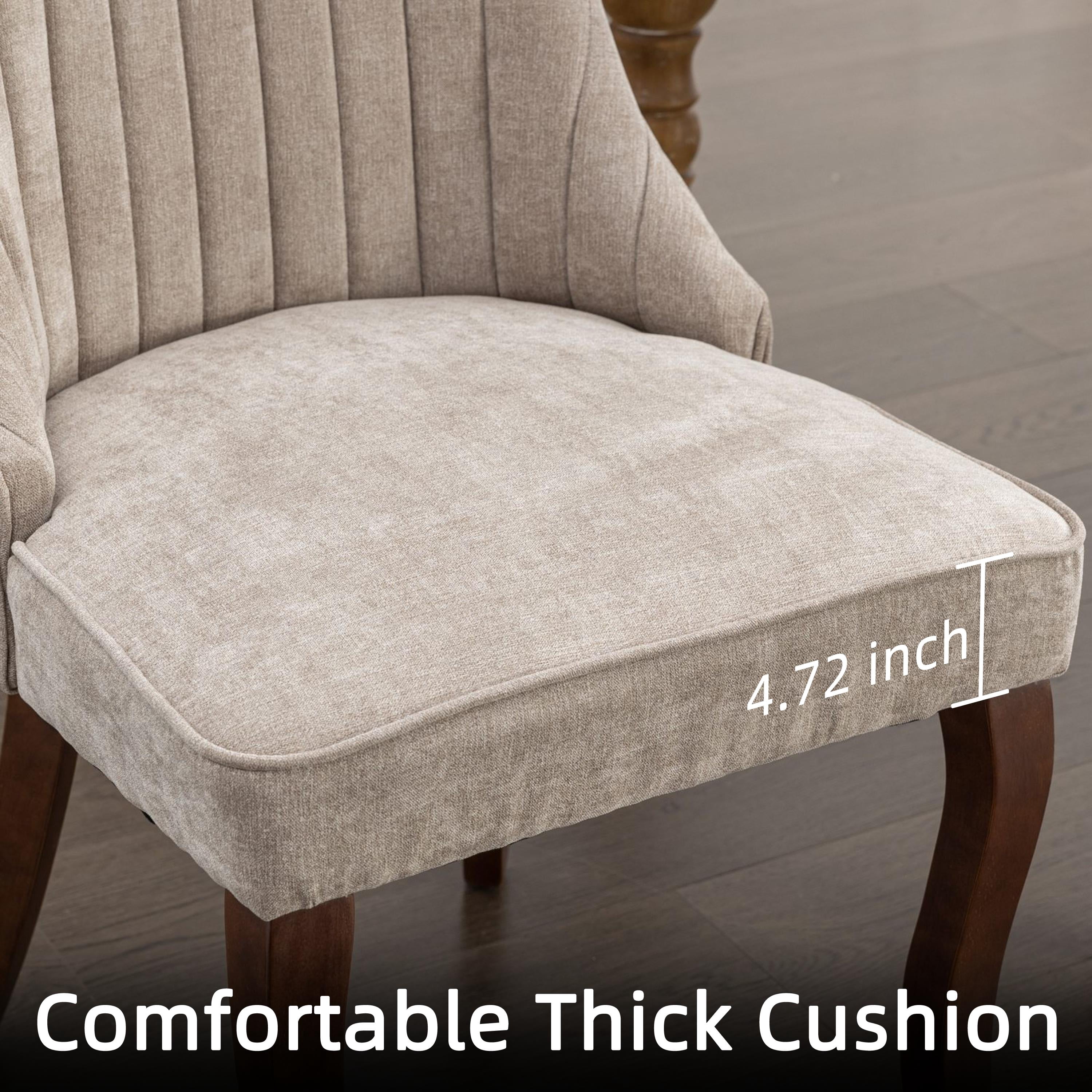 Dining Chairs Set of 4, PAPROOS Velvet Upholstered Dining Chairs, Farmhouse Accent Chair Side Chair with High Backrest and Solid Wood Legs, Kitchen Chair for Dining Kitchen Living Room, Beige