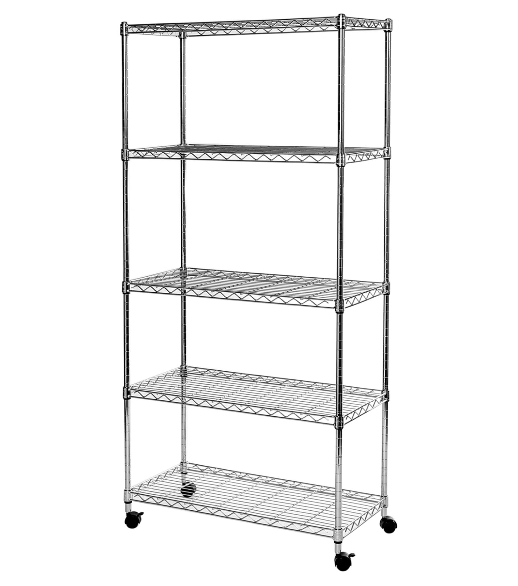 60 H 5 Tier Steel Wire Shelving System, Seville Chrome Wire Shelving