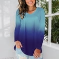 thumbnail image 3 of Lady Casual Loose T-Shirt Gradient Long Sleeve Blouse Tops Womens Blouses T Shirt Casual Tops Tee for Fall Autumn, 3 of 4
