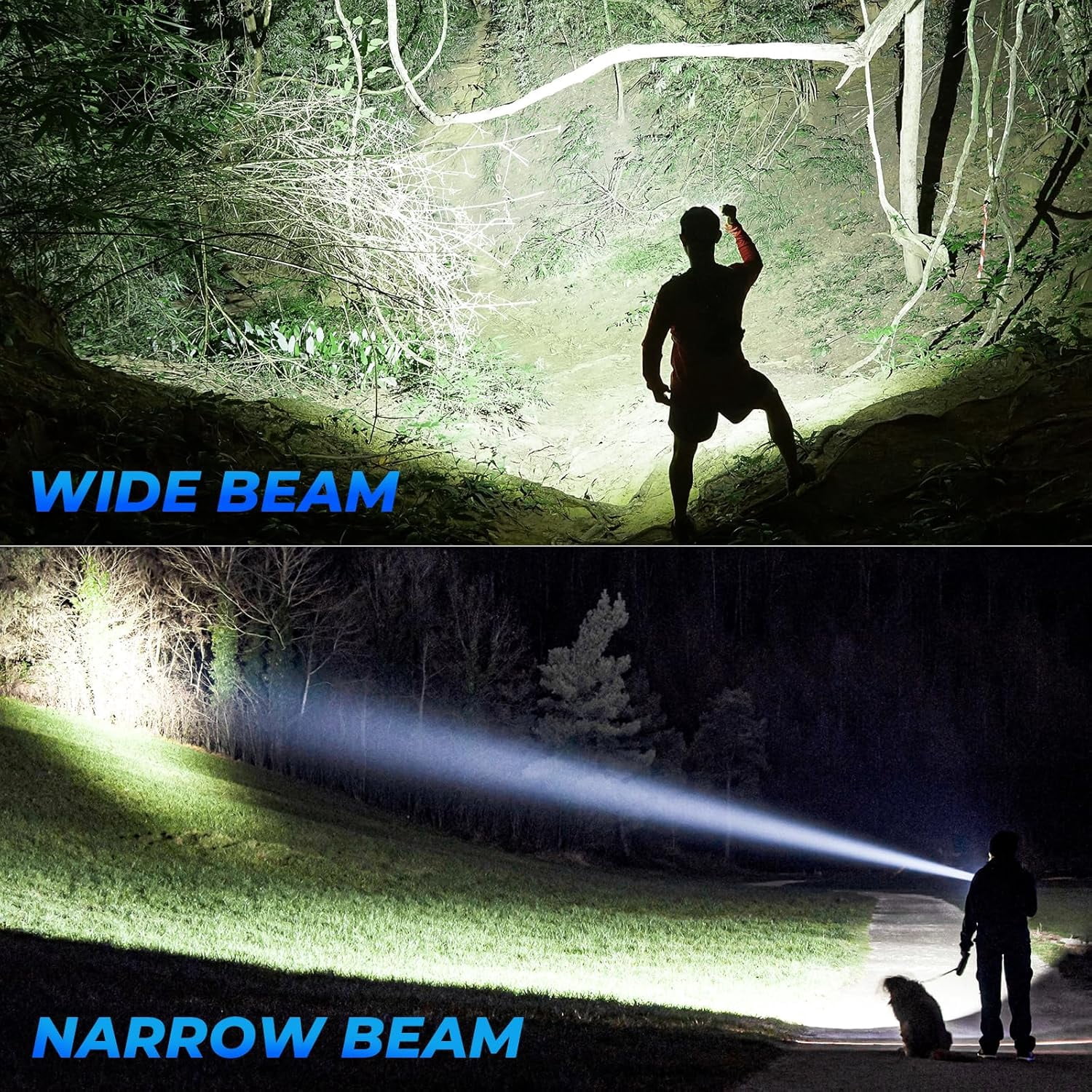 2-PCS Rechargeable LED Flashlights High Lumens, 990,000 Lumens Super Bright Flashlight 7 Modes w/COB Work Light, Powerful Flash Light for Outdoor Emergency Hiking Camping