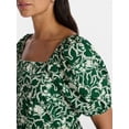 thumbnail image 3 of Time and Tru Women's Tie Back Cotton Midi Dress with Short Puff Sleeves, Sizes XS-XXXL, 3 of 4