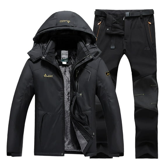 CONZONE Mens Ski Suits Casual Men's Snowboarding Set Solid Color Windproof Jacket Pants Thick Skiing Suit for Men Warm Thermal Winter Snowsuits