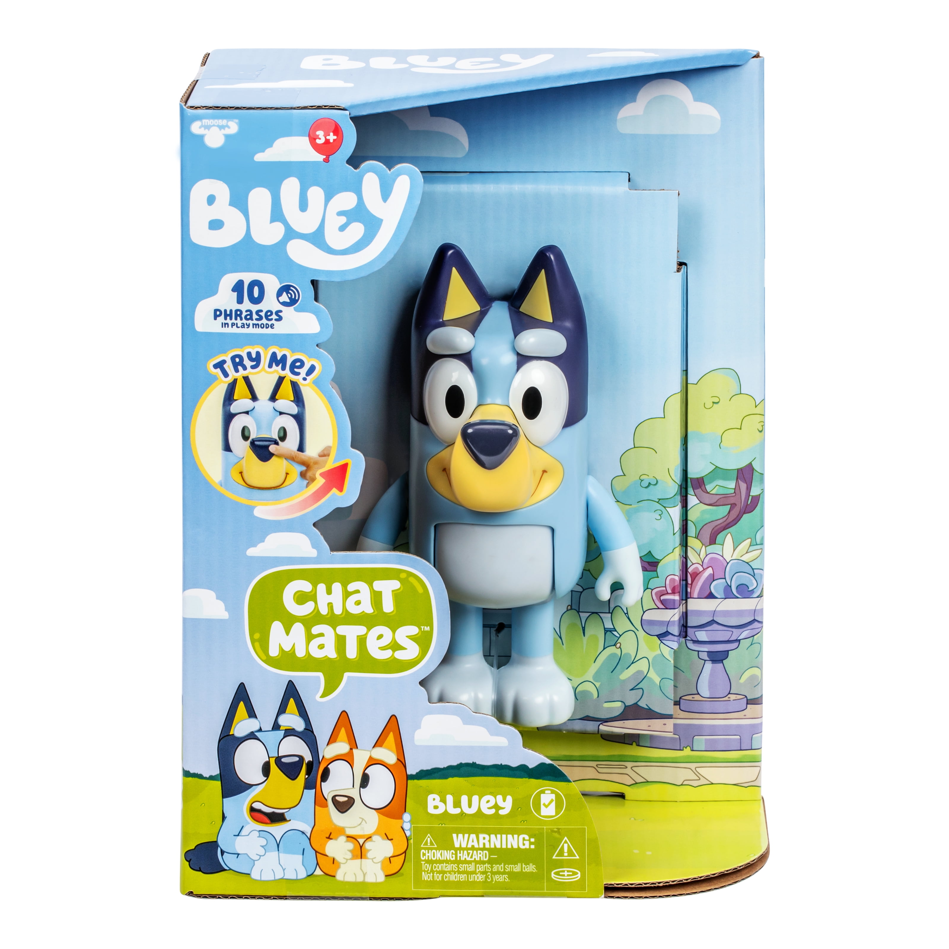 Bluey Chat Mates, Press Bluey's Nose and Hear 10 phrases from the Show, Stands 6 In Tall, Ages 3+