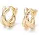 thumbnail image 1 of 1 par de pendientes de aro cruzados de latón chapado en oro de 18 quilates para mujer. Pendientes sencillos y decorativos., 1 of 2