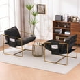 thumbnail image 2 of 2 Sets 1 Case, Upholstered Hanging Armchair with Arm PocketsMetal frame, gold-plated craftsmanship, crushed foam cushions and skin-friendly woven fabric for living room and bedroom, 2 of 21