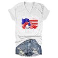 thumbnail image 1 of Camiseta de Manga Corta con Cuello en V Impresa Por el Día de la Independencia para el Uso Casual Y de Fiesta, Camiseta Patriótica, 1 of 3